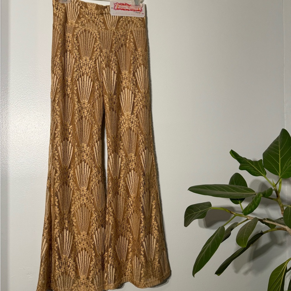 Brown Patterned Wide-Leg Pants - Picture 3 of 6